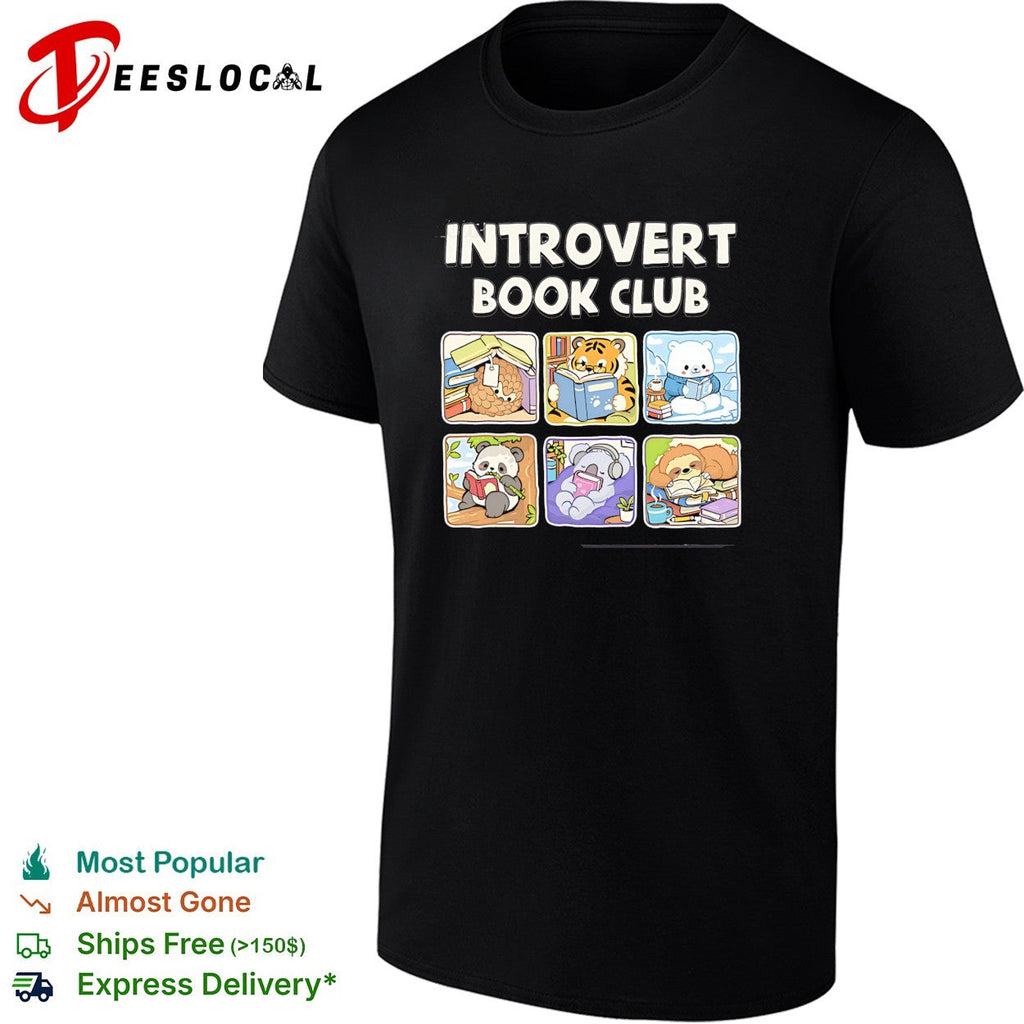 Introvert Book Club Pangolin Tiger Polar Bear Panda Koala Sloth cute animal shirt Unisex