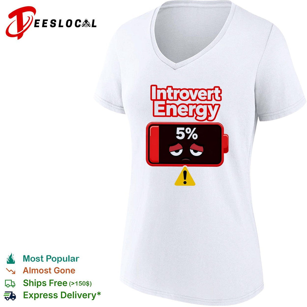 Introvert energy 5 percent low battery icon shirt Unisex