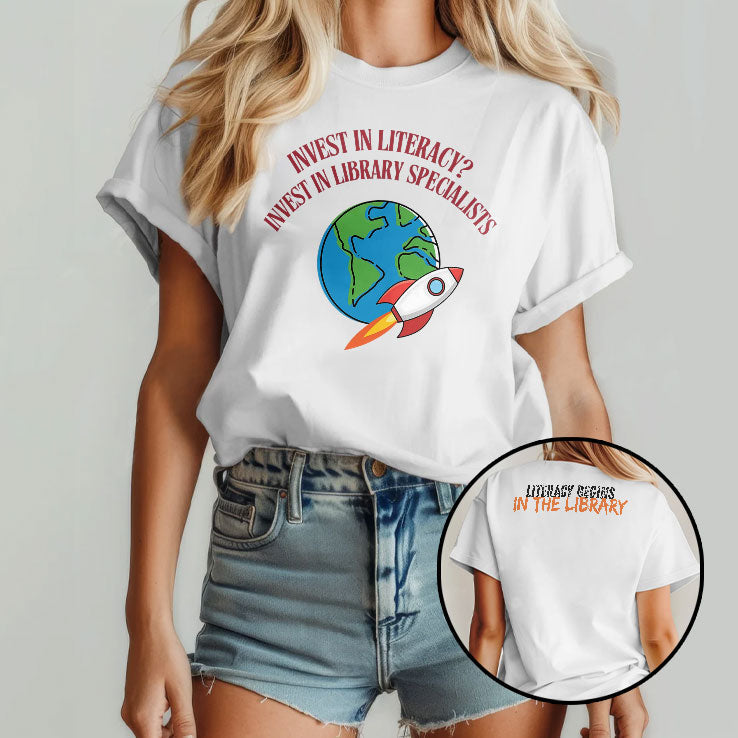 Invest In Literacy Invest In Library Specialists Shirt Unisex