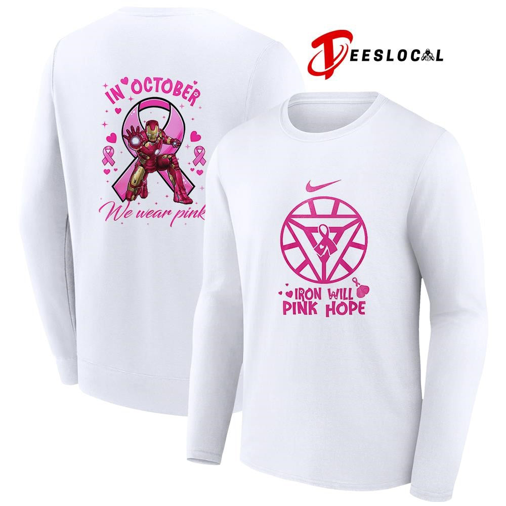 Iron Man will pink hope in october we wear pink logo shirt Unisex