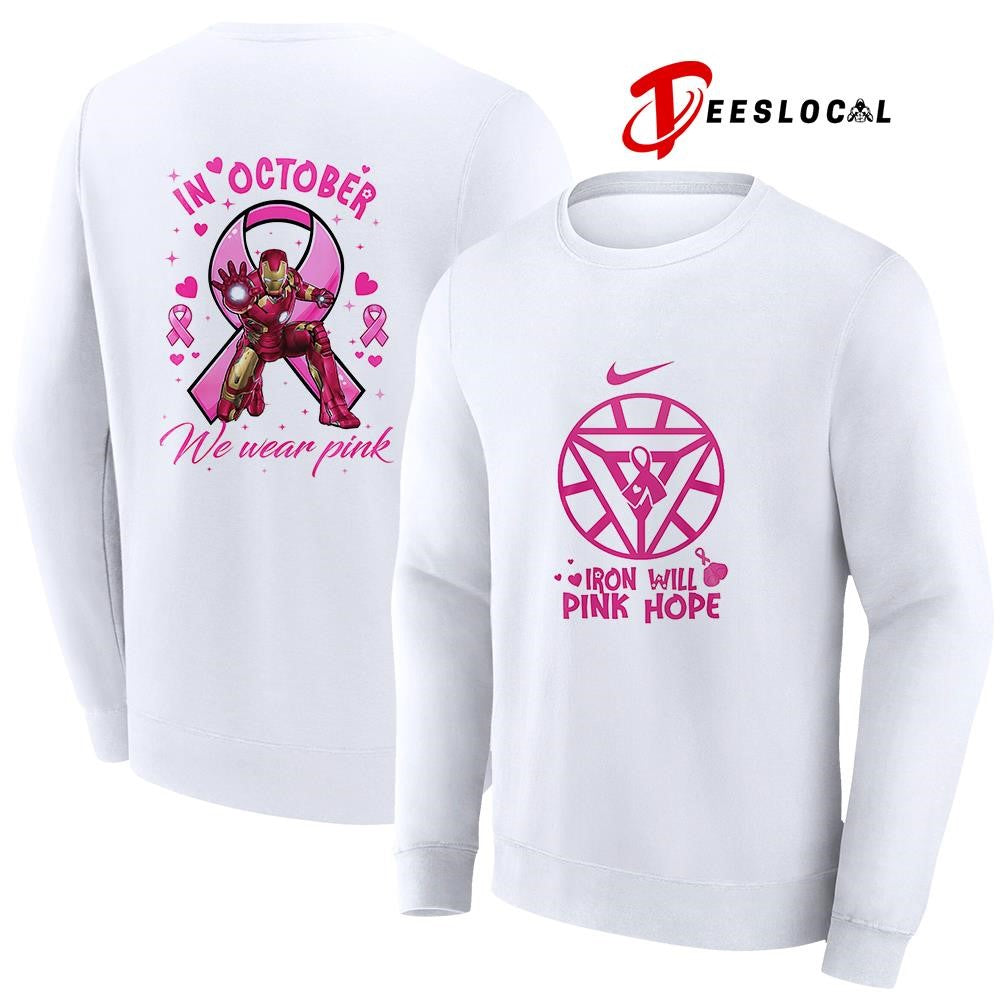 Iron Man will pink hope in october we wear pink logo shirt Unisex