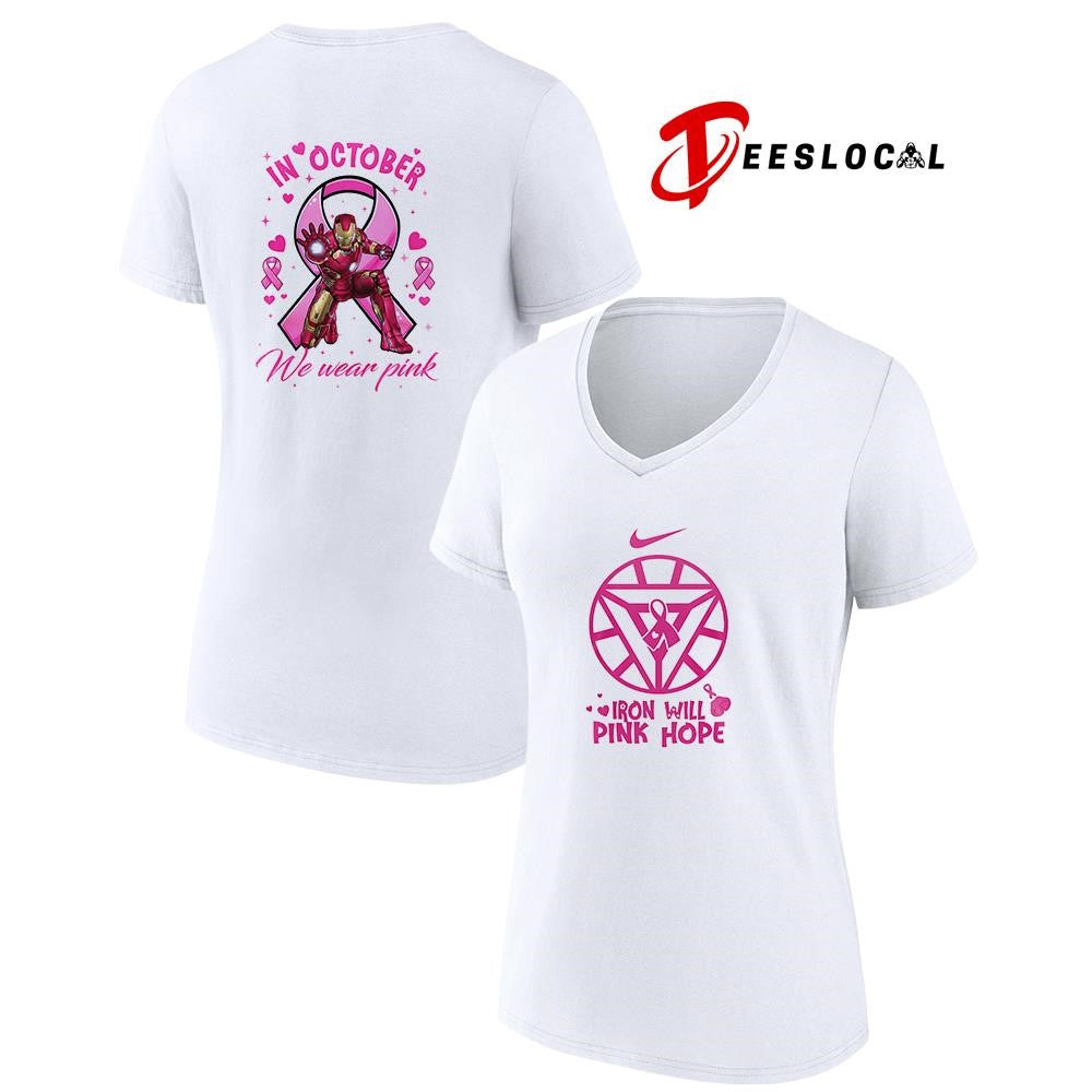 Iron Man will pink hope in october we wear pink logo shirt Unisex