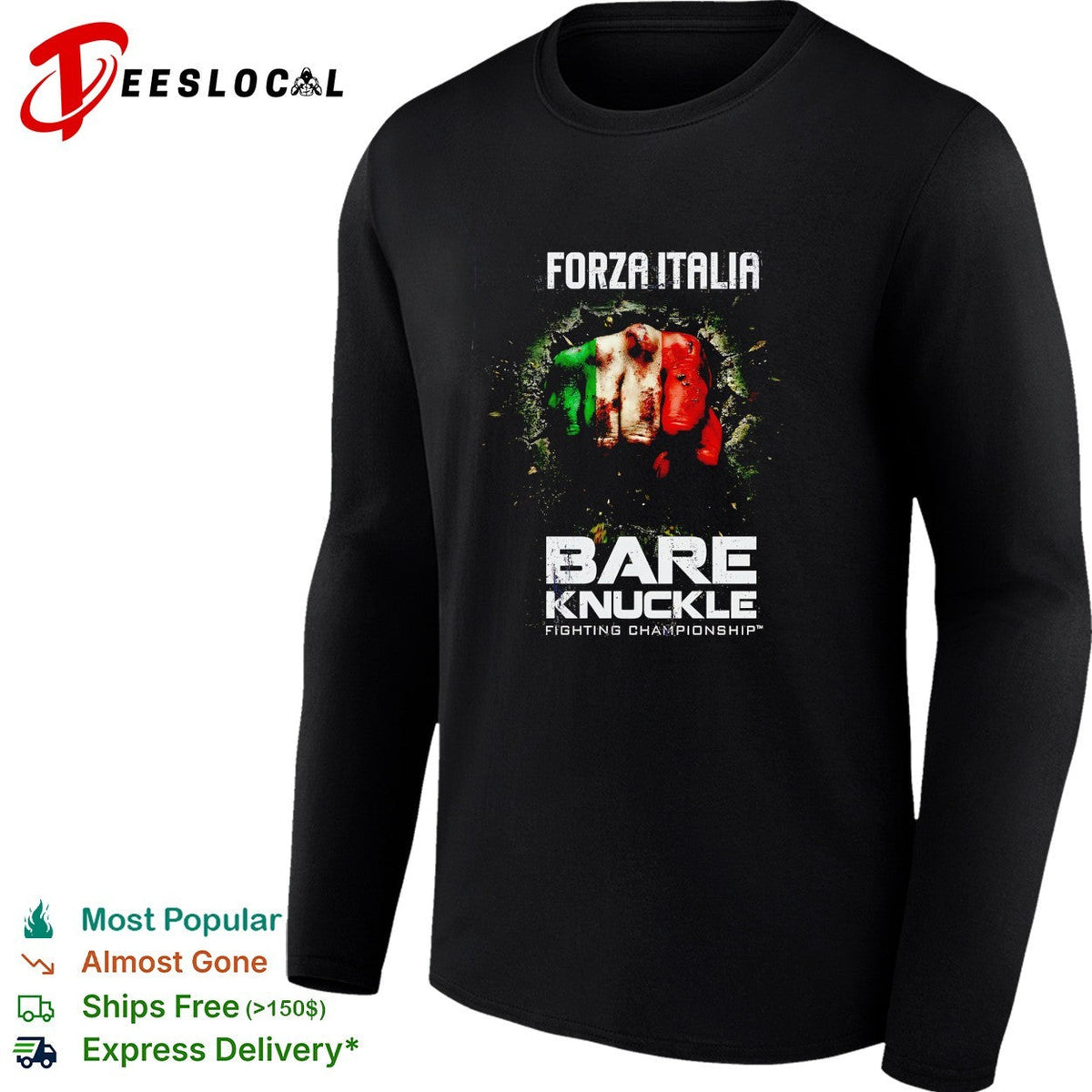 Italy fist flag bare knuckle fighting championship shirt Unisex
