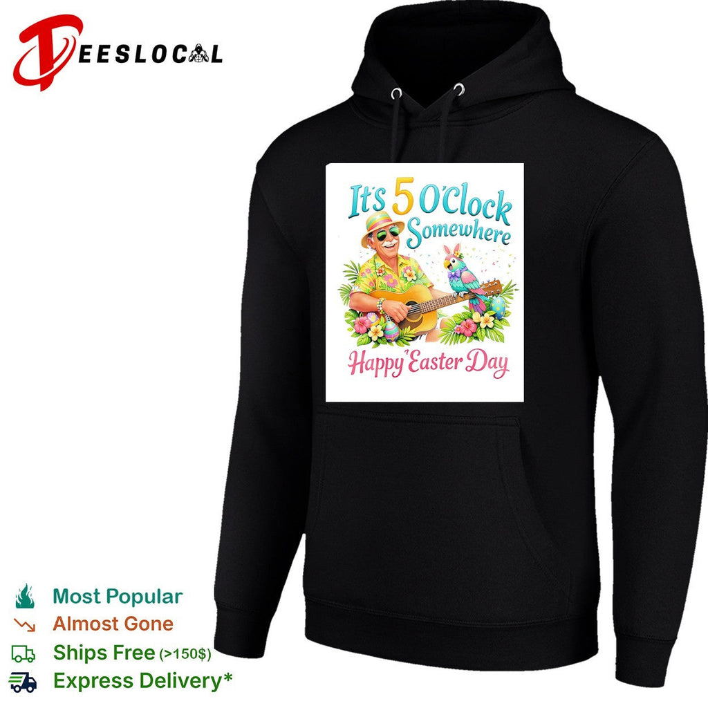 It’s 5 o’clock somewhere happy Easter day beach guitarist parrot shirt Unisex