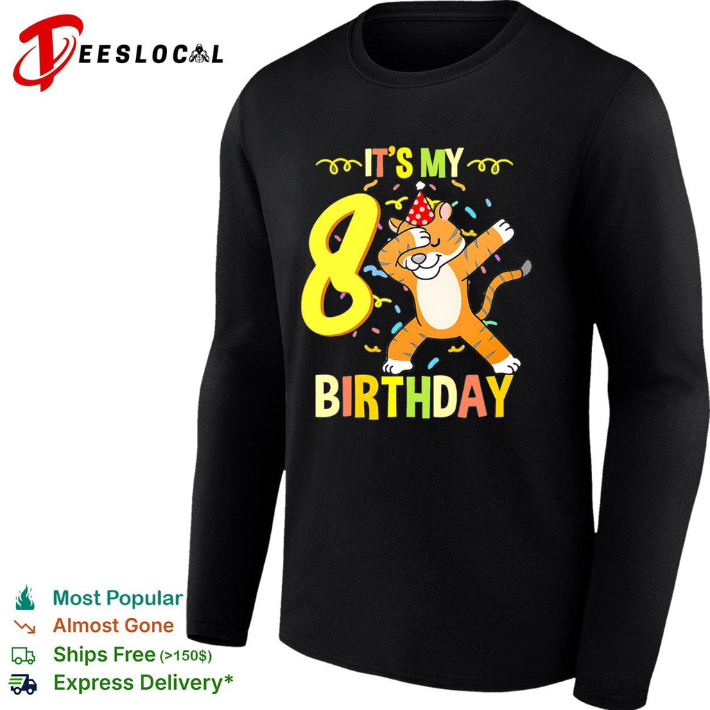 It’s my 8th birthday dabbing tiger confetti celebration art shirt Unisex