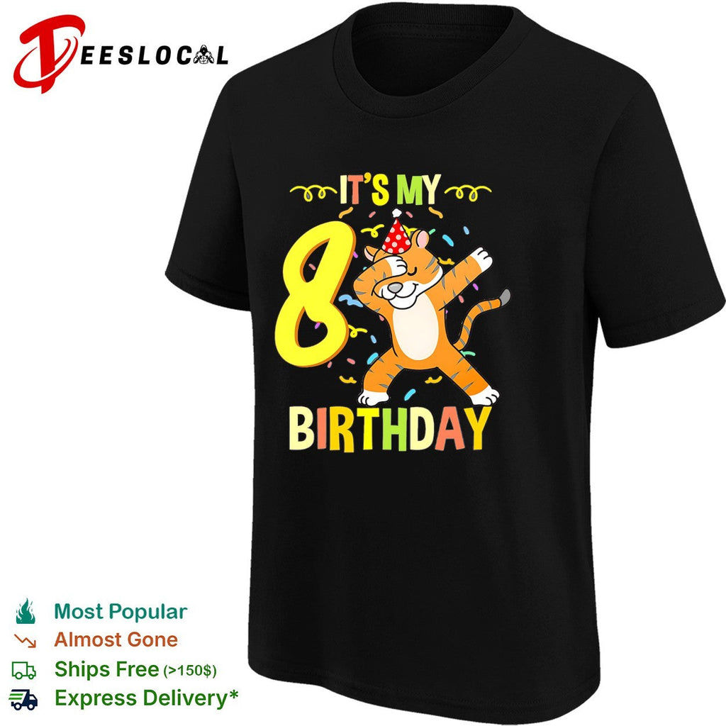 It’s my 8th birthday dabbing tiger confetti celebration art shirt Unisex