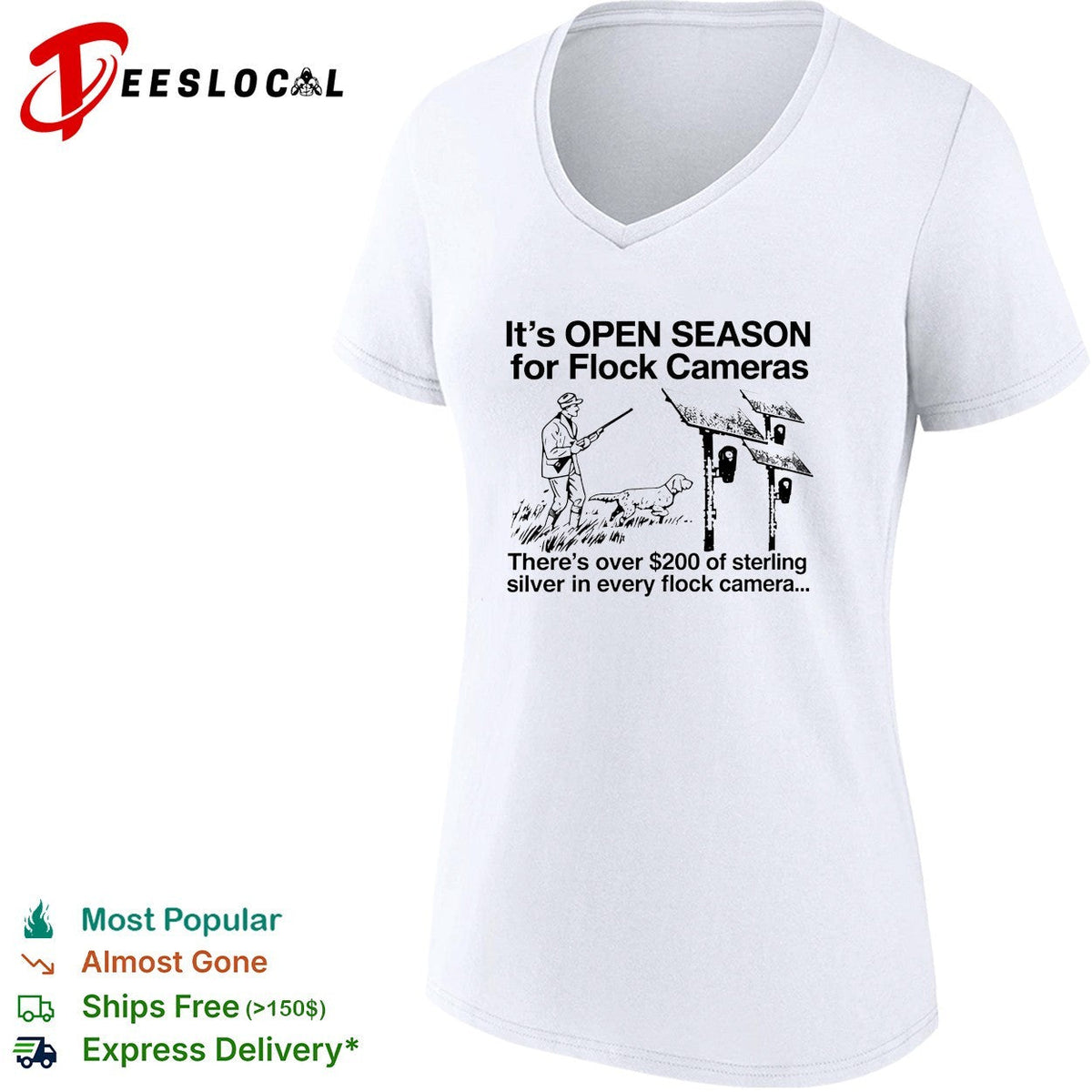 It’s open season for flock cameras there’s over 200 of sterling sliver in every flock camera shirt