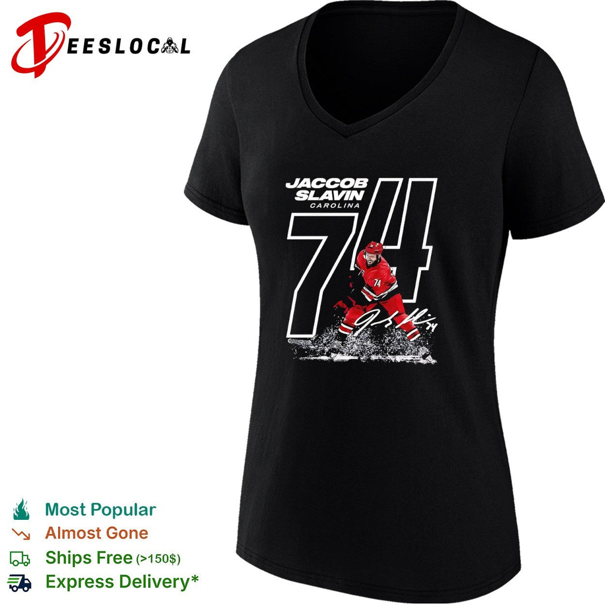 Jaccob Slavin Carolina Hurricanes NHL 74 Signature shirt Unisex