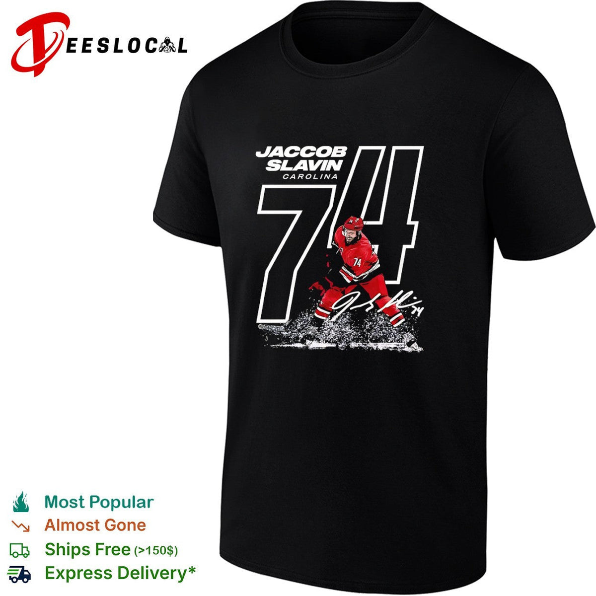 Jaccob Slavin Carolina Hurricanes NHL 74 Signature shirt Unisex