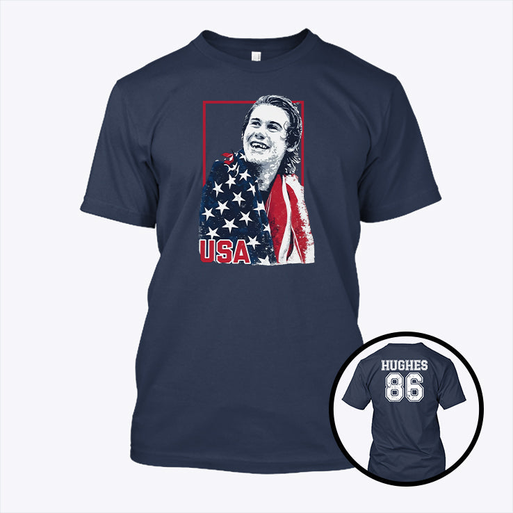 Jack Hughes USA Gold Hockey Shirt Unisex