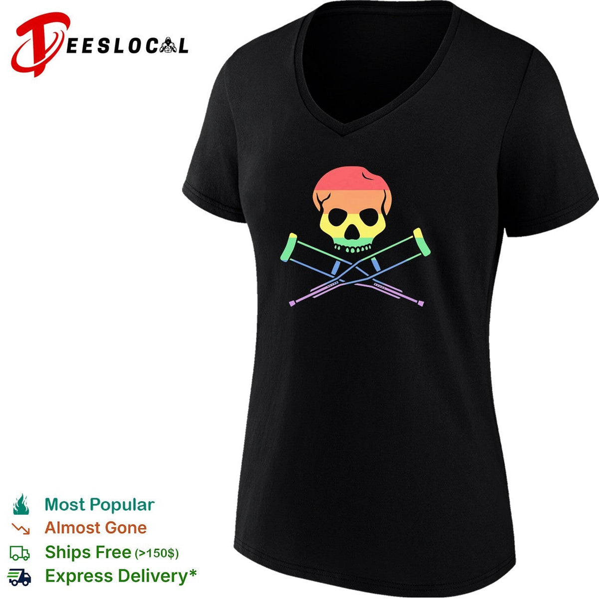 Jackass skull and crutches rainbow pride shirt Unisex