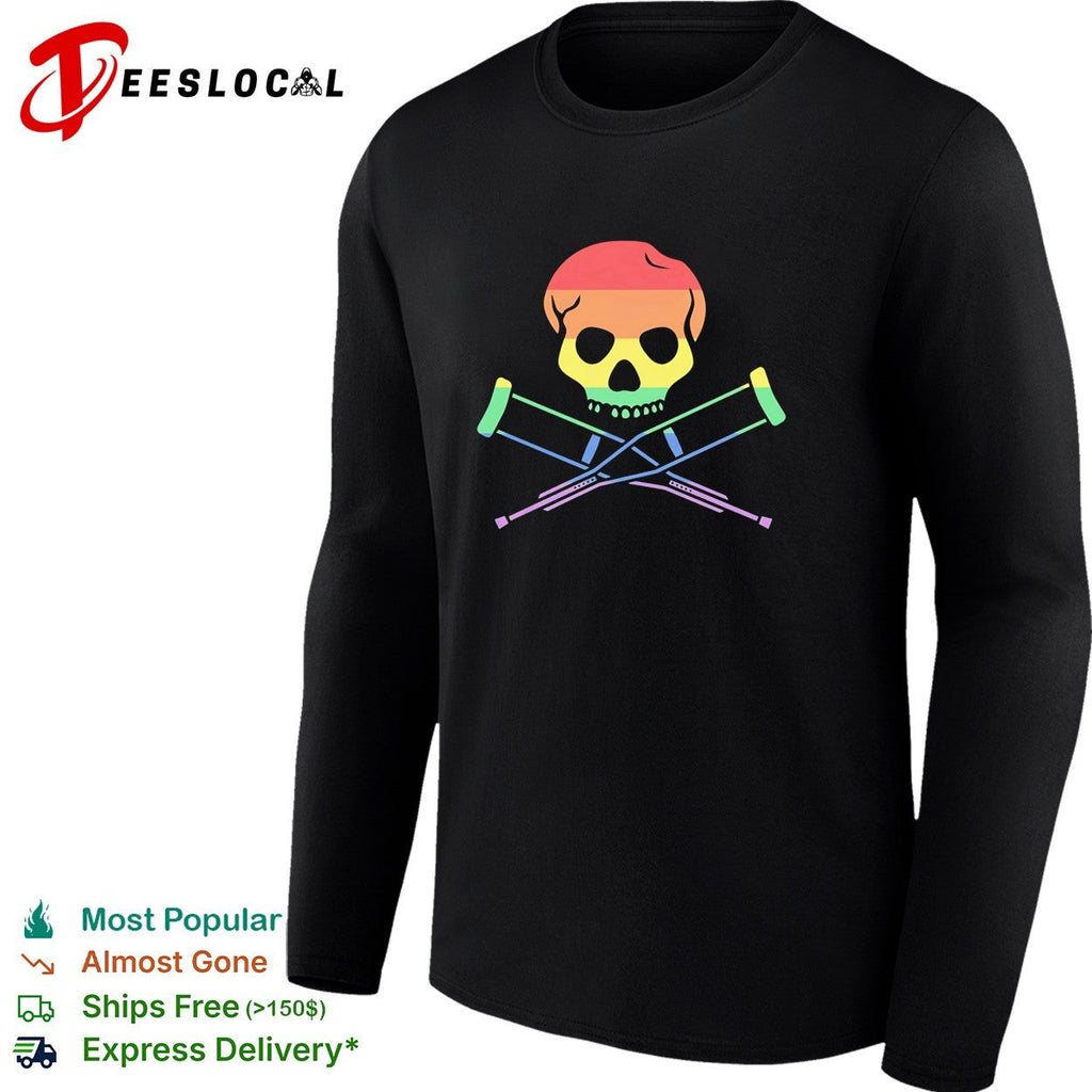 Jackass skull and crutches rainbow pride shirt Unisex