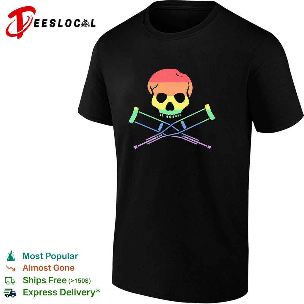 Jackass skull and crutches rainbow pride shirt Unisex