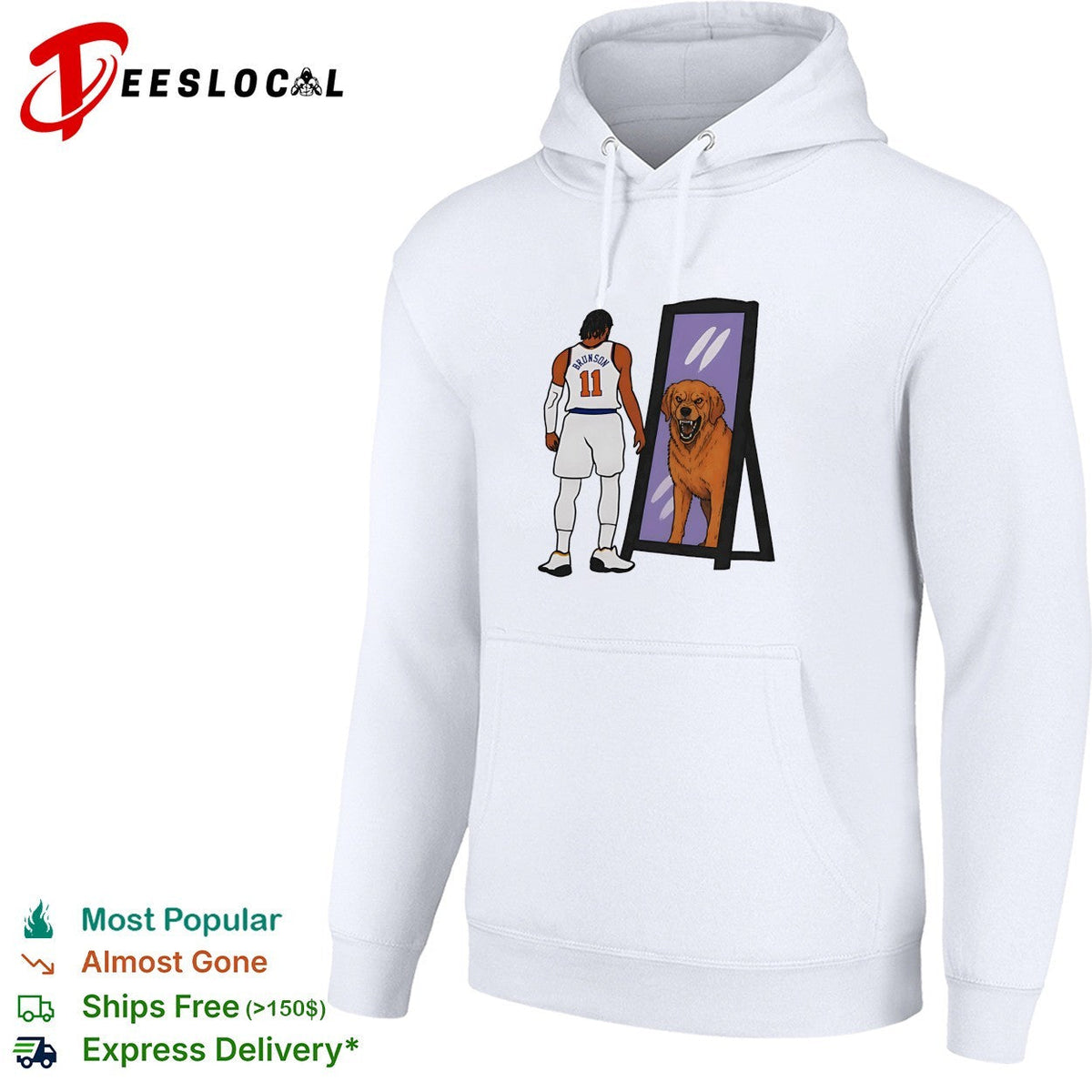 Jalen Brunson 11 Knicks jersey mirror reflection golden retriever dog humor art shirt Unisex