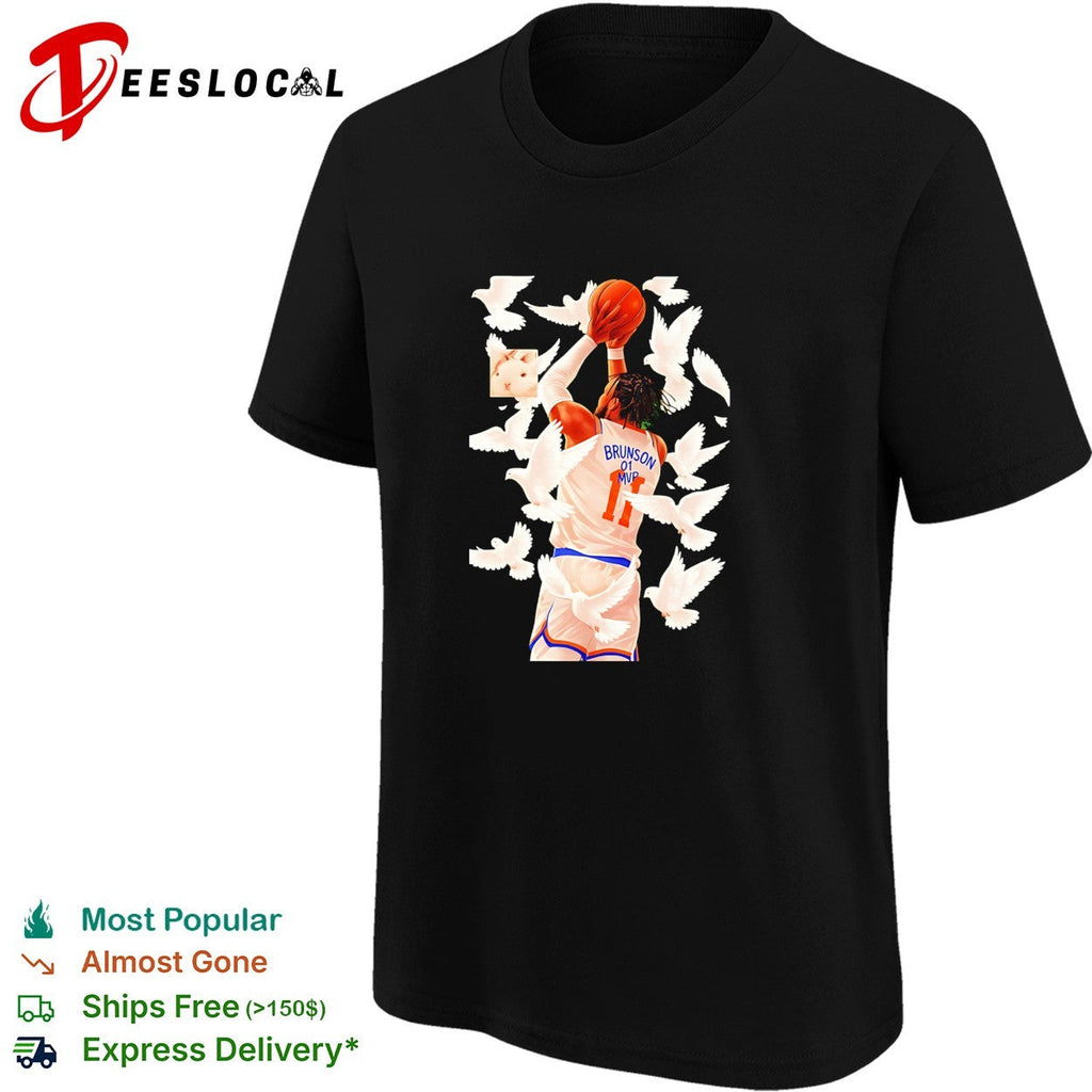 Jalen Brunson 11 White Doves Flying Background Graphic Painting shirt Unisex
