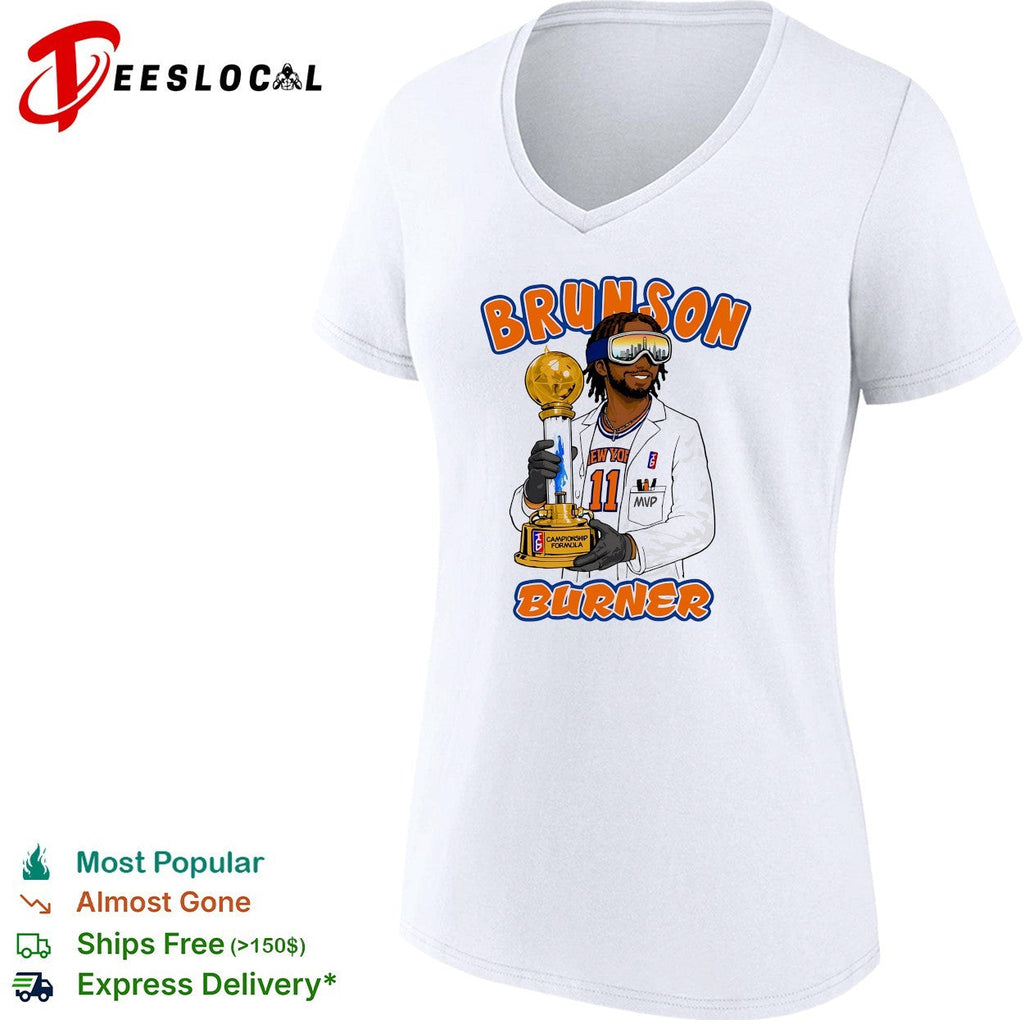 Jalen Brunson Brunson Burner NBA Finals MVP trophy cartoon caricature shirt Unisex