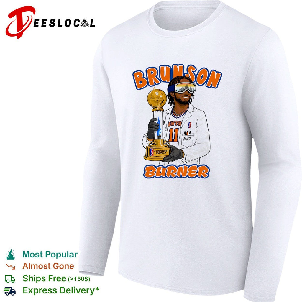 Jalen Brunson Brunson Burner NBA Finals MVP trophy cartoon caricature shirt Unisex