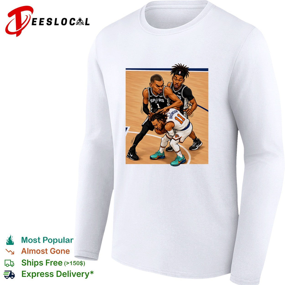 Jalen Brunson Knicks vs Victor Wemby San Antonio Spurs cartoon shirt Unisex
