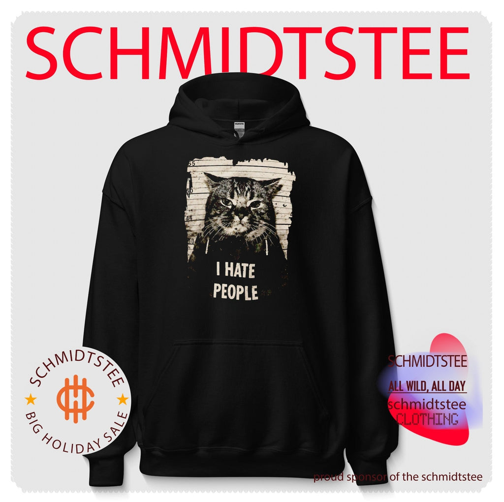 Jeff Satur I Hate People Mugshot Cat sarcastic shirt Unisex