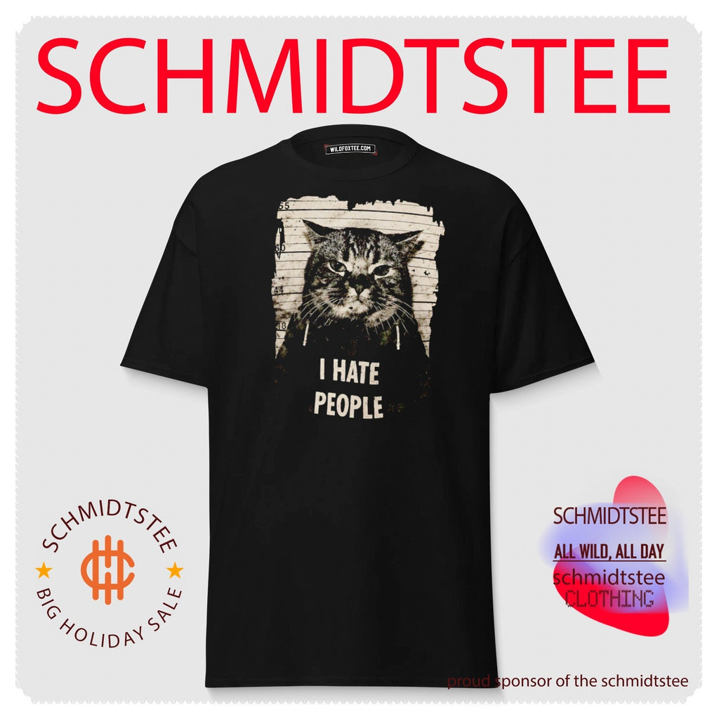 Jeff Satur I Hate People Mugshot Cat sarcastic shirt Unisex