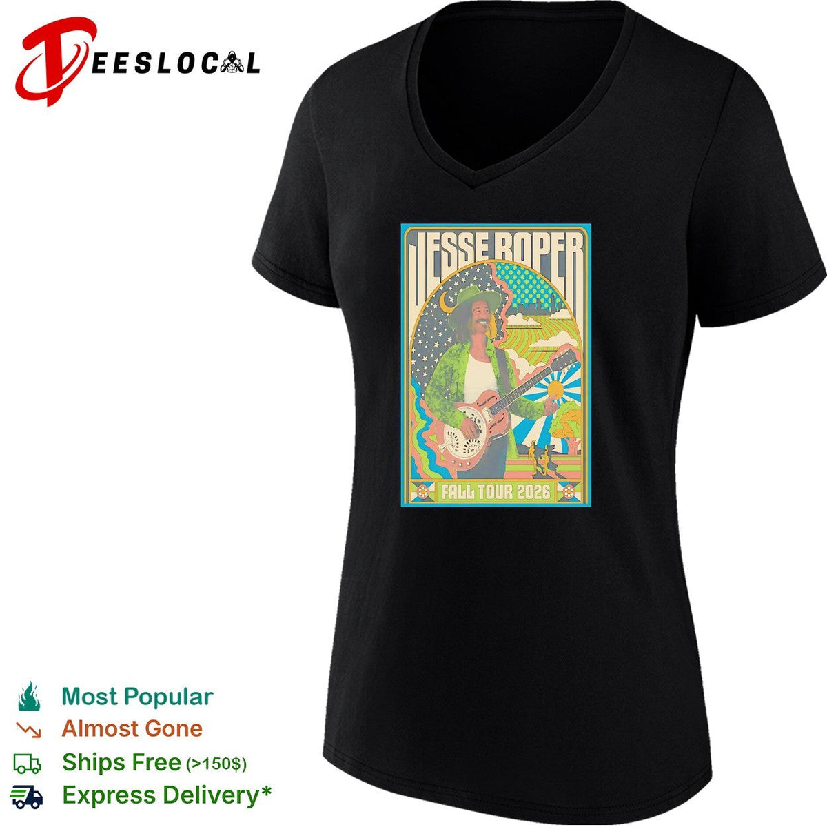 Jesse Roper Fall Tour 2026 concert poster psychedelic folk musician concert shirt Unisex