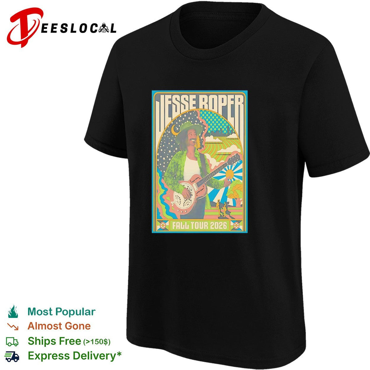 Jesse Roper Fall Tour 2026 concert poster psychedelic folk musician concert shirt Unisex