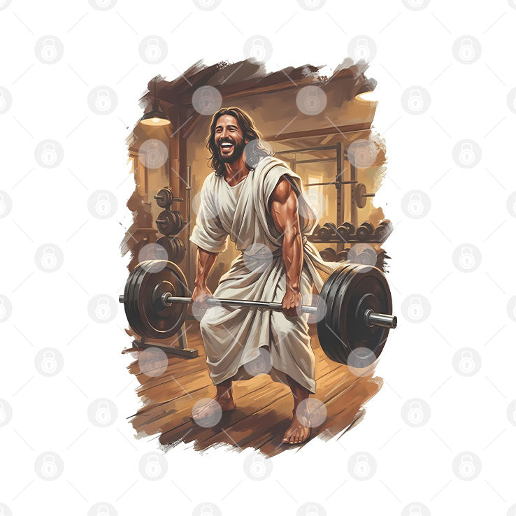 Jesus Lifting Weights T Shirt Unisex