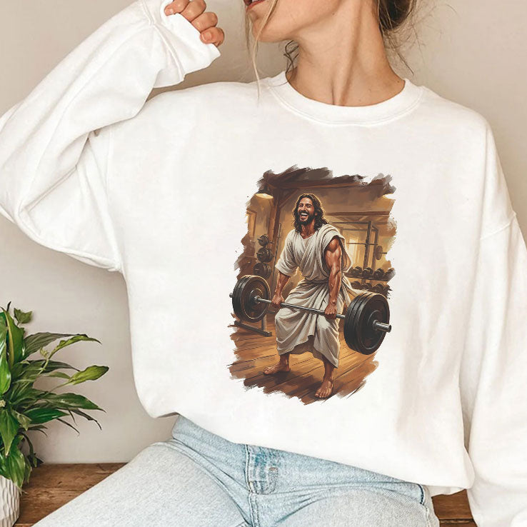 Jesus Lifting Weights T Shirt Unisex