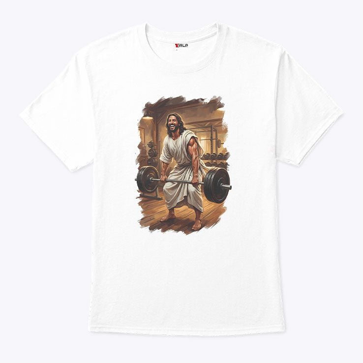 Jesus Lifting Weights T Shirt Unisex