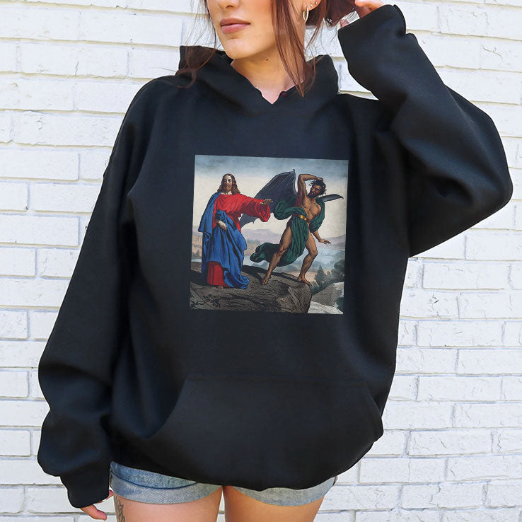 Jesus Satan Tempts Christ On The Mountain T Shirt Unisex