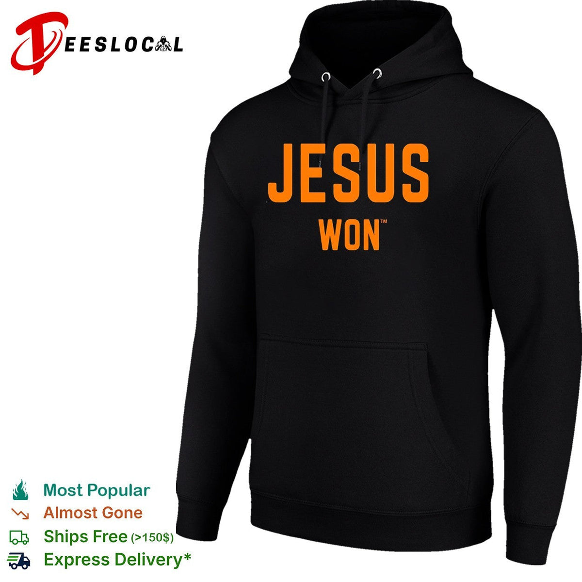 Jesus Won Apparel Christian Faith Religious Message Theme Print Cotton Crew Shirt Unisex