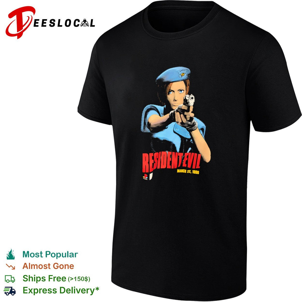 Jill Valentine Resident Evil March 22 1996 PlayStation shirt Unisex