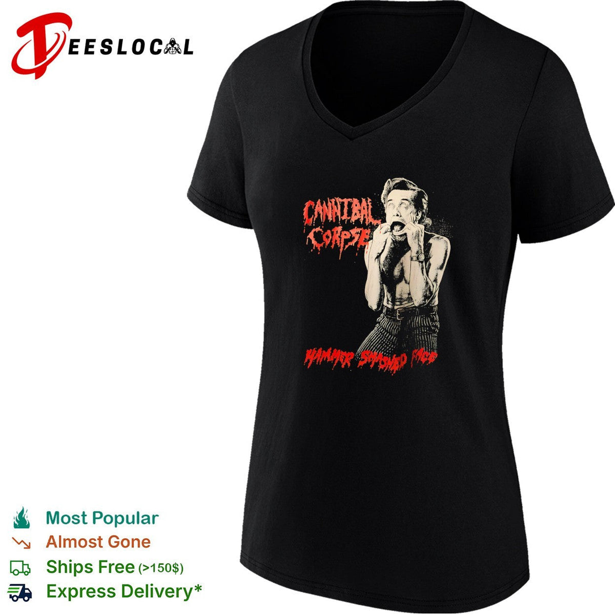 Jim Carrey Ace Ventura Cannibal Corpse Hammer Smashed Face Metal Music Band shirt Unisex