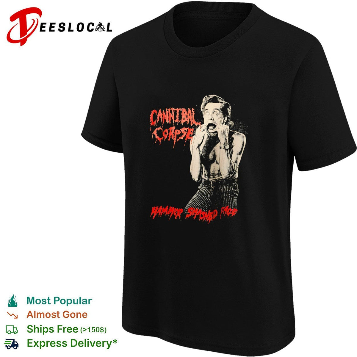 Jim Carrey Ace Ventura Cannibal Corpse Hammer Smashed Face Metal Music Band shirt Unisex