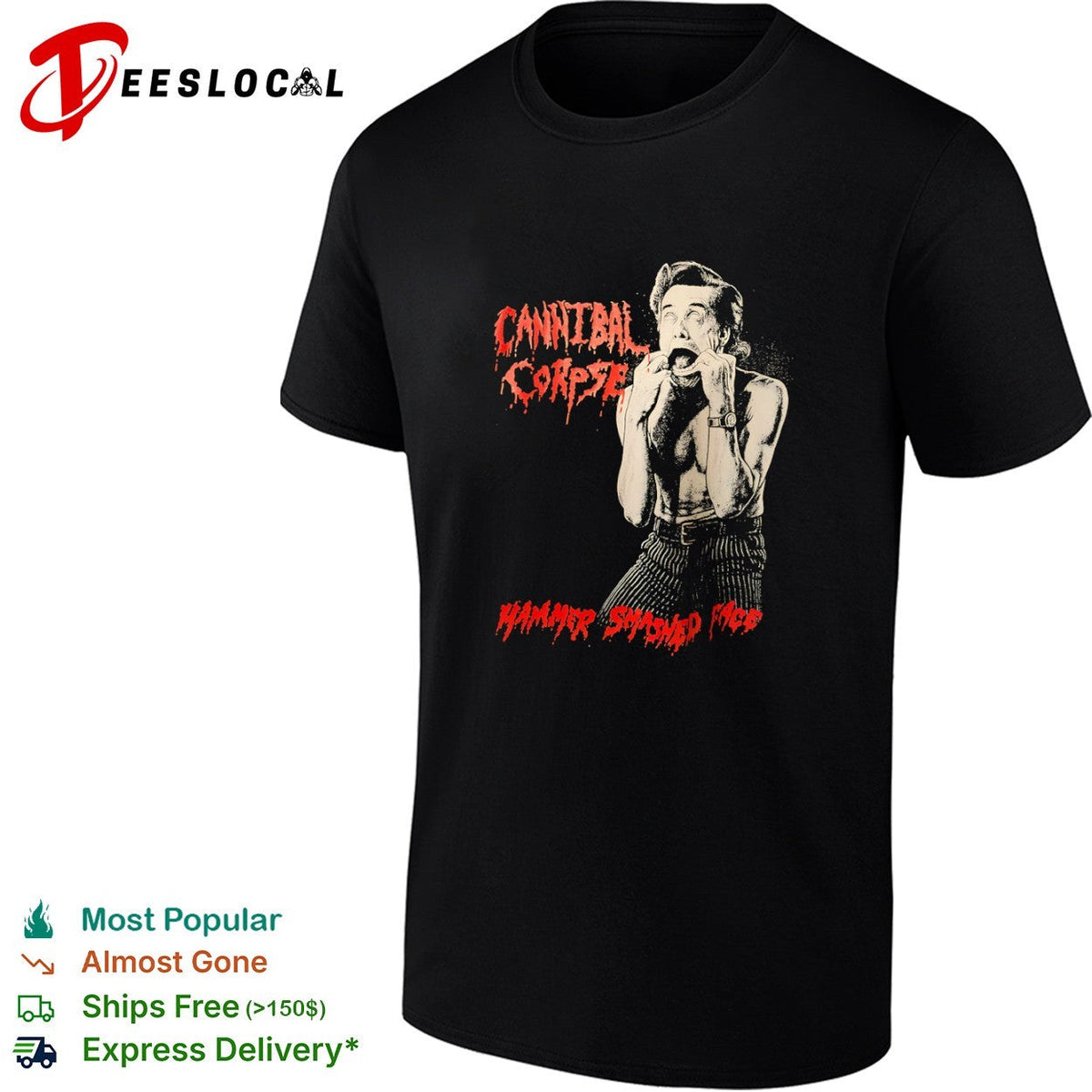 Jim Carrey Ace Ventura Cannibal Corpse Hammer Smashed Face Metal Music Band shirt Unisex