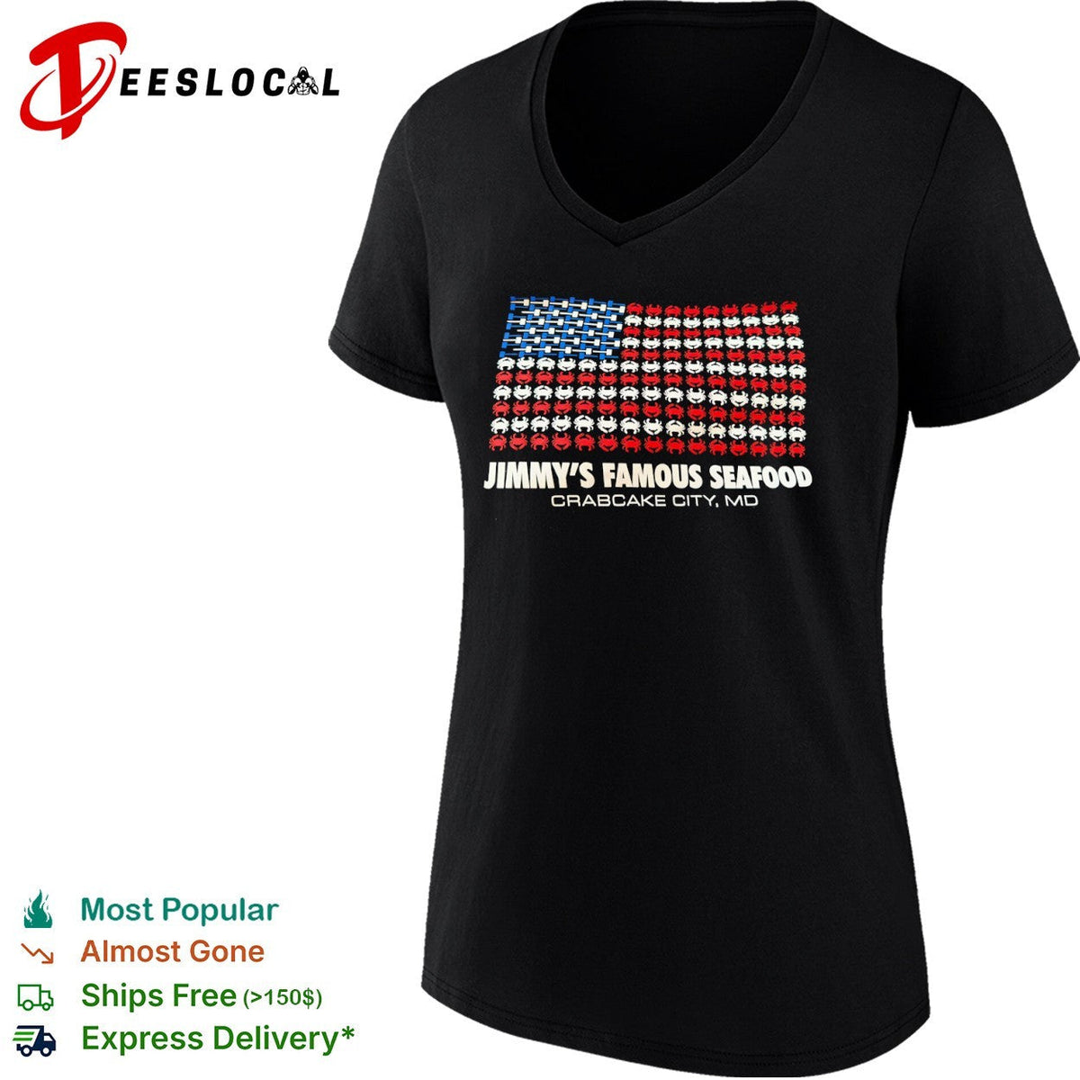 Jimmy’s Famous Seafood Crabcake City MD American Flag shirt Unisex
