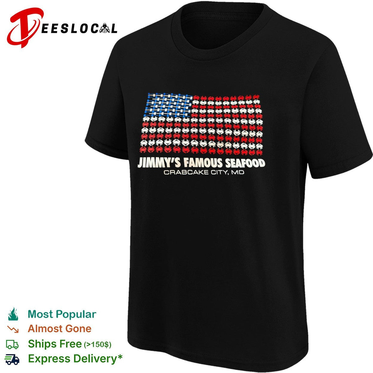 Jimmy’s Famous Seafood Crabcake City MD American Flag shirt Unisex