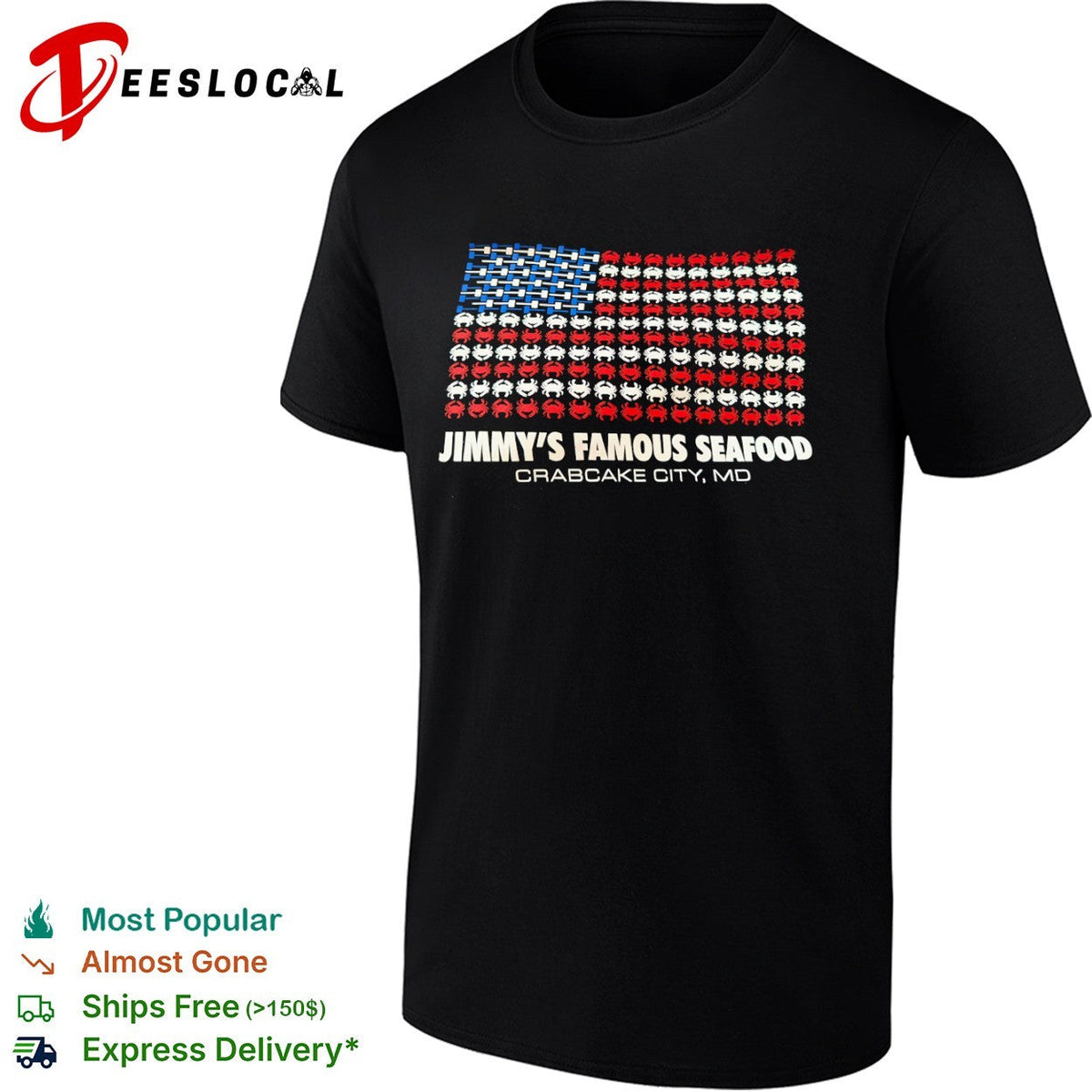 Jimmy’s Famous Seafood Crabcake City MD American Flag shirt Unisex