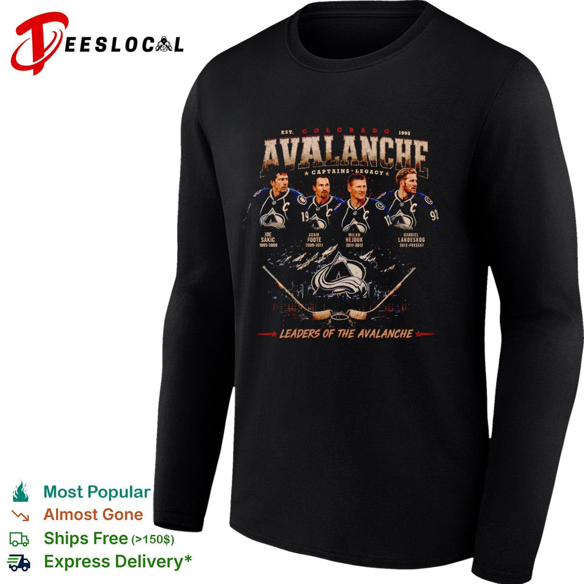 Joe Sakic Adam Foote Milan Hejduk Gabriel Landeskog Colorado Avalanche NHL shirt Unisex