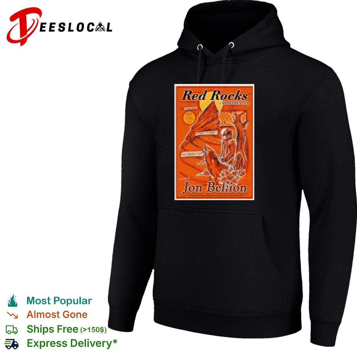 Jon Bellion Red Rocks Amphitheater concert poster orange climber art shirt Unisex