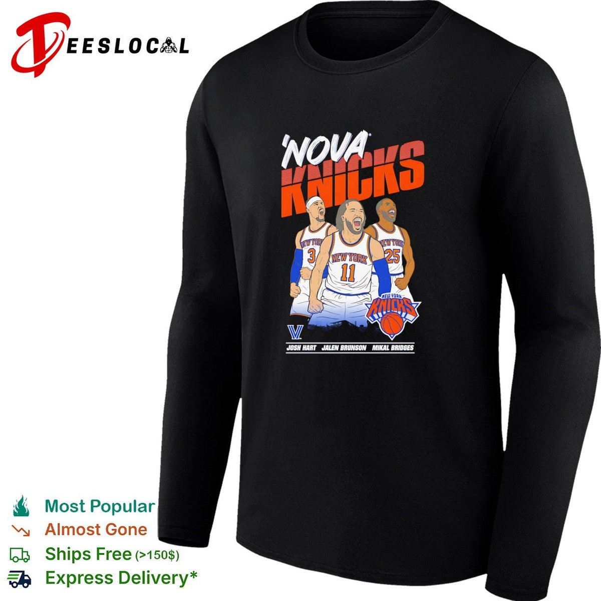 Josh Hart Jalen Brunson Mikal Bridges Nova Knicks New York NBA basketball shirt Unisex