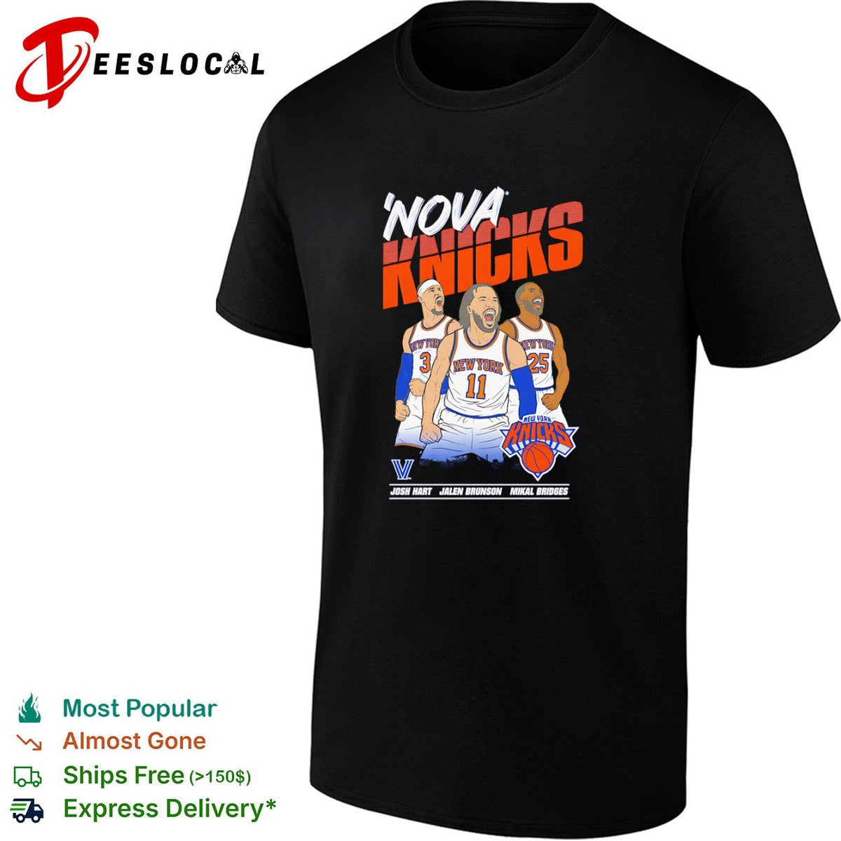 Josh Hart Jalen Brunson Mikal Bridges Nova Knicks New York NBA basketball shirt Unisex