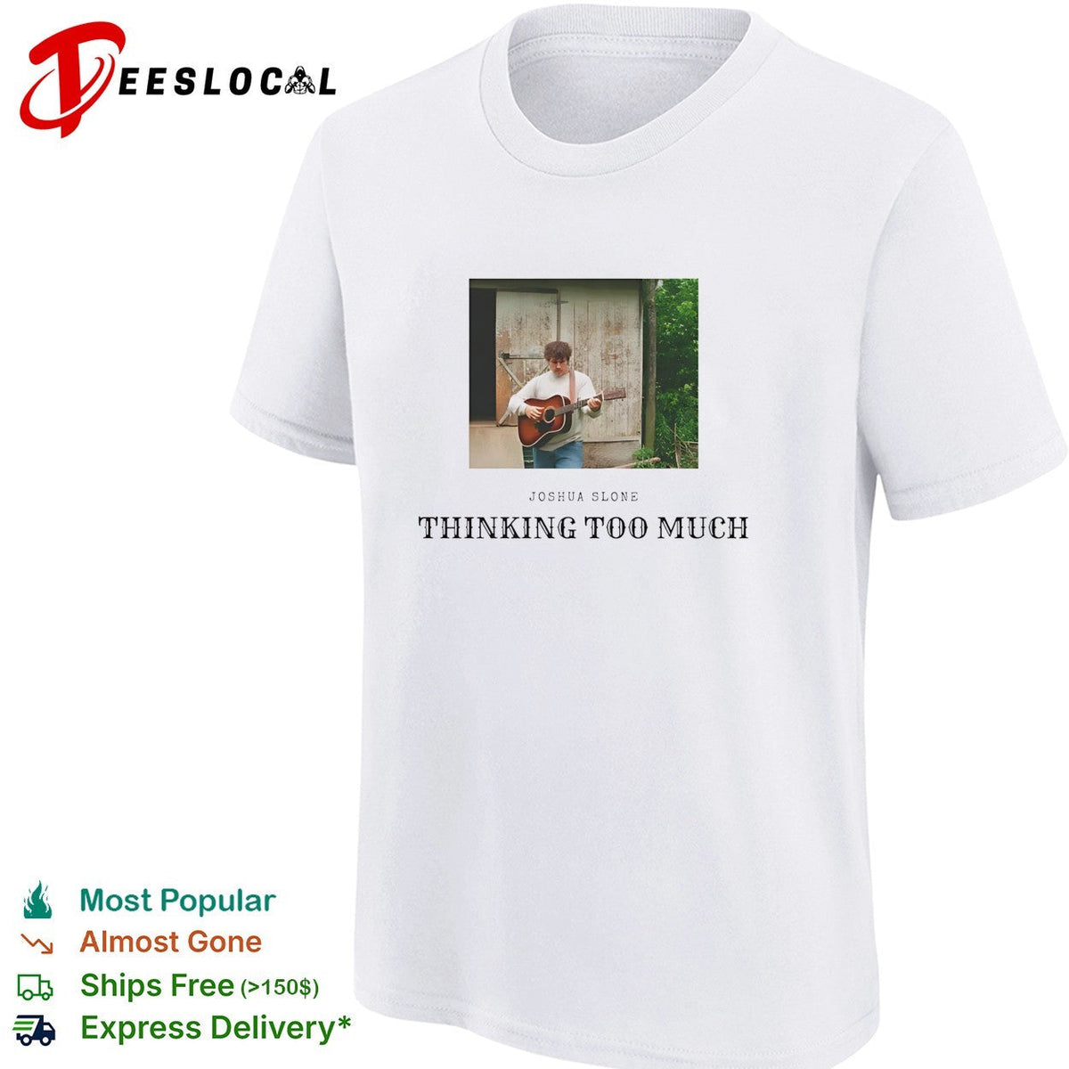 Joshua Slone playing guitar thinking too much shirt Unisex