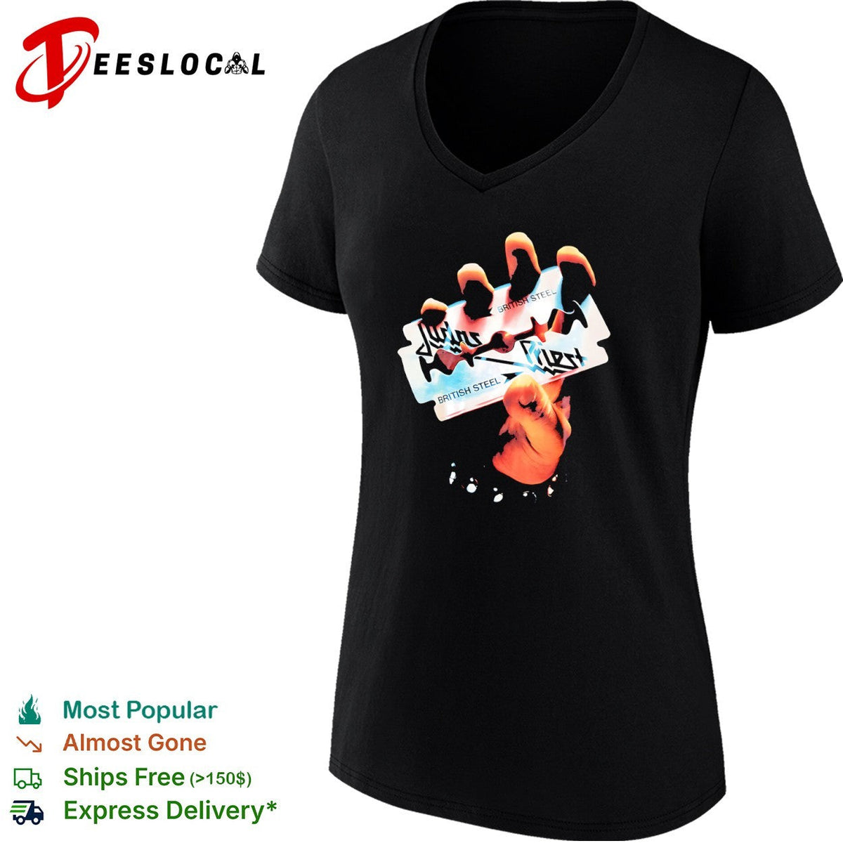 Judas Priest British Steel Razor Blade Heavy Metal Music Band Logo Graphic shirt Unisex
