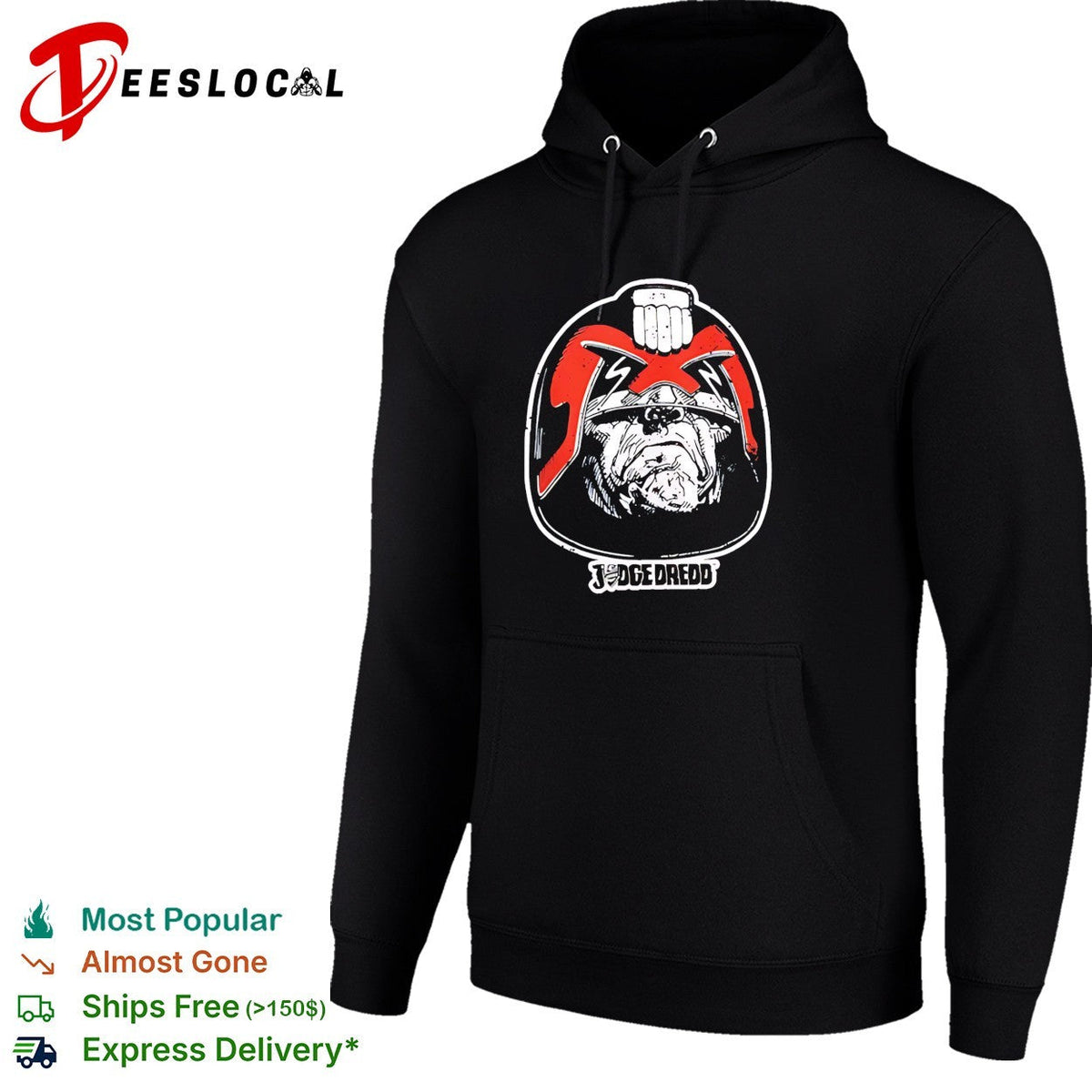 Judge Dredd Comic Book Face Illustration Logo Black Graphic Logo shirt Unisex