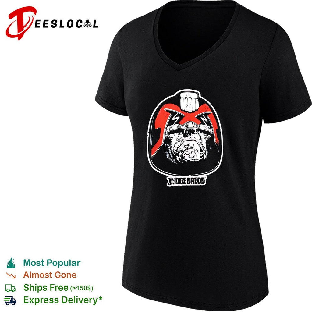Judge Dredd Comic Book Face Illustration Logo Black Graphic Logo shirt Unisex