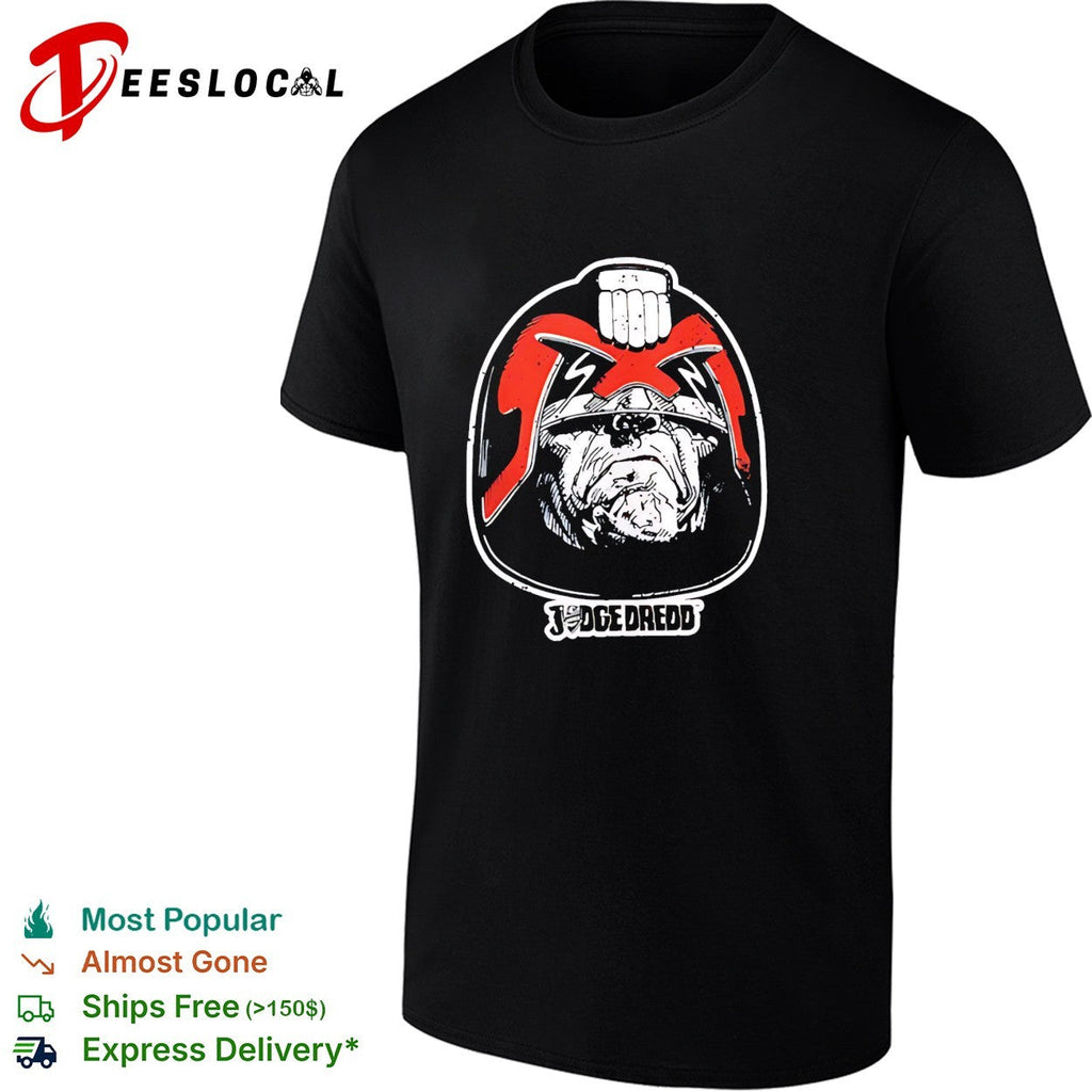 Judge Dredd Comic Book Face Illustration Logo Black Graphic Logo shirt Unisex