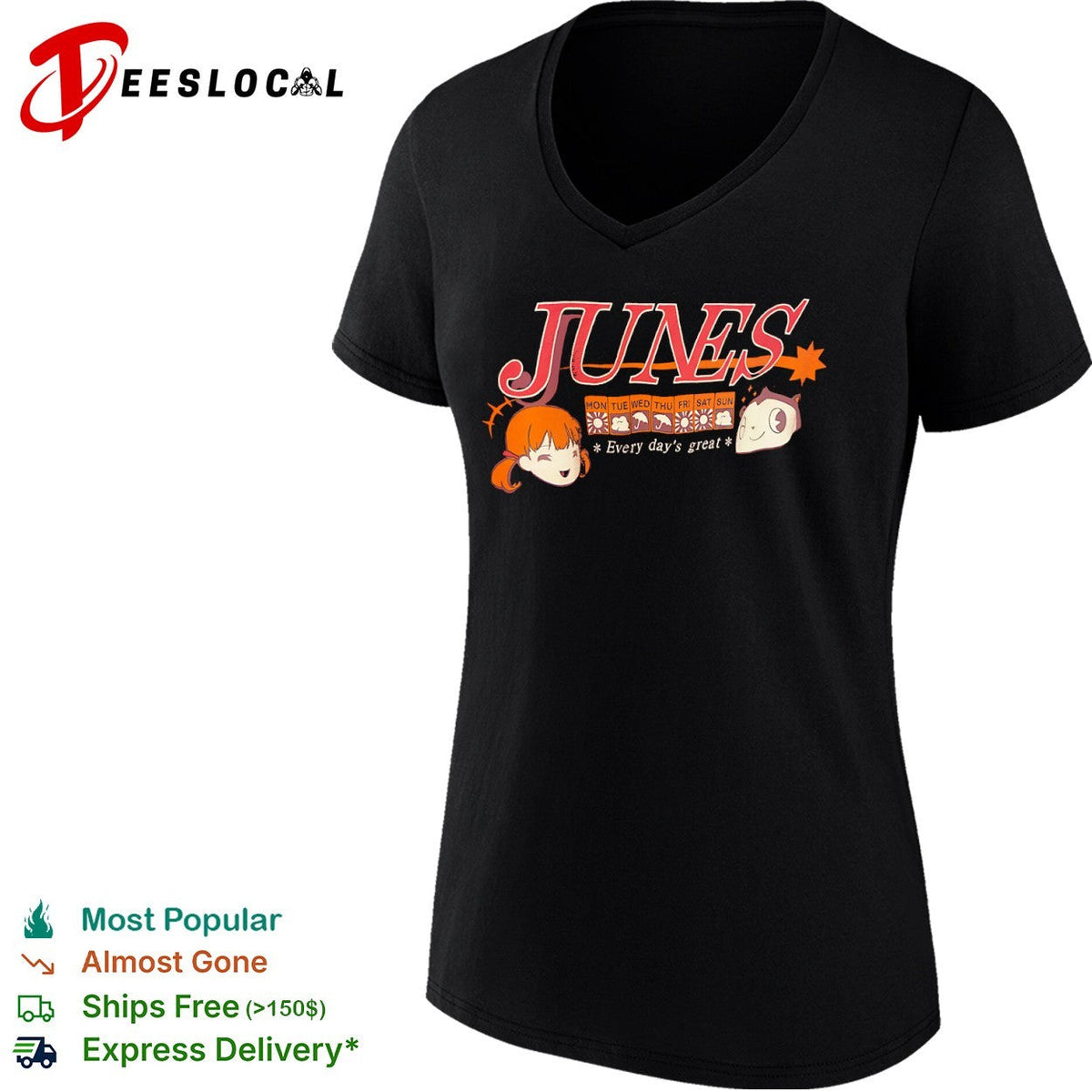 Junes Persona 4 Every days great Nanako Dojima Teddie Anime shirt Unisex