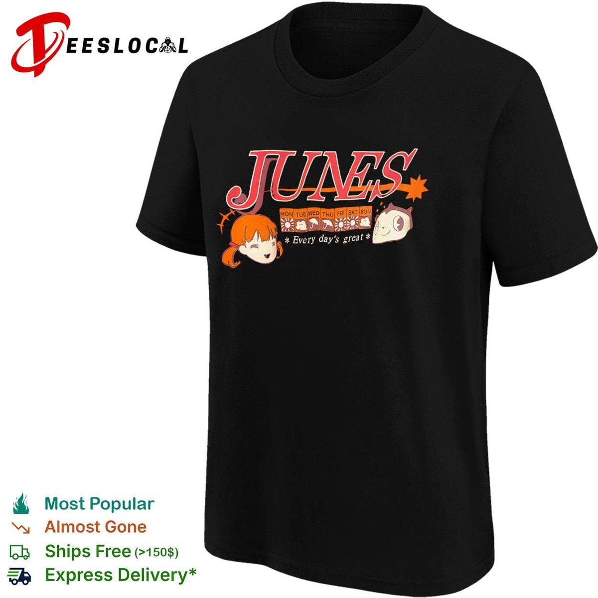 Junes Persona 4 Every days great Nanako Dojima Teddie Anime shirt Unisex
