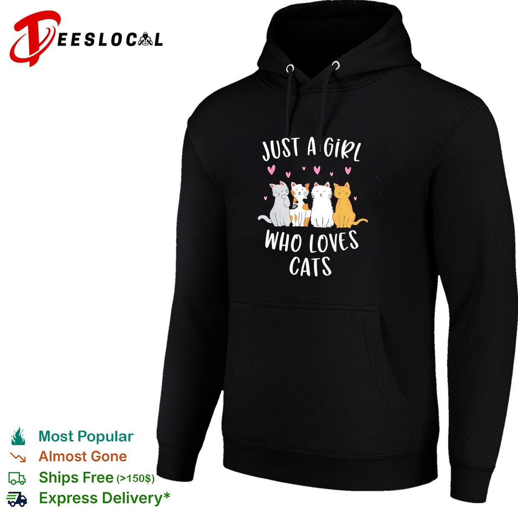 Just a girl who loves cats cute cartoon three cats hearts shirt Unisex